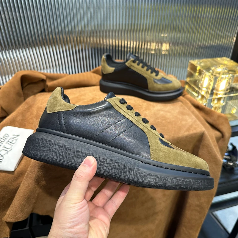 Handcrafted Men Casual Shoes Calf Leather Oversized Fashion Platform Sneakers Man Daily Office Shoes Loafers Flat Loafers Women
