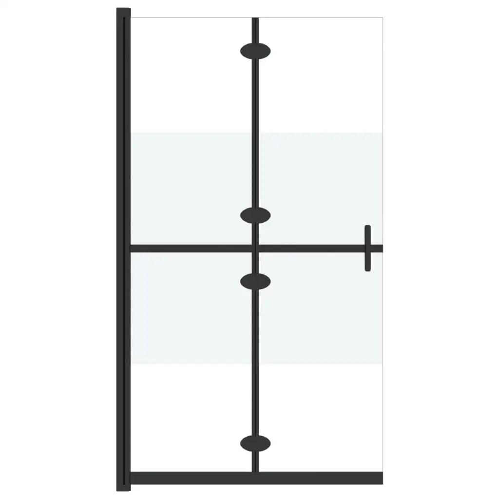 Foldable Walk-In Shower Screen - Half Frosted ESG Glass, 47.2x74.8 Inches, Space-Saving Design