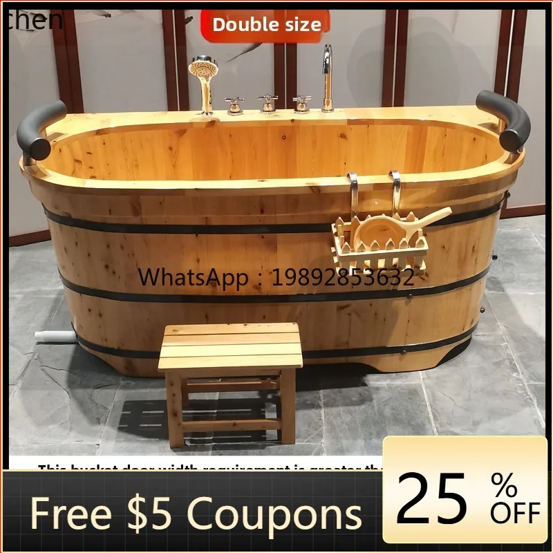 ABB  Adult Full Body Home Use Double Person Bathing Shower Bucket Beauty Salon Steaming Solid Wood Bathtub