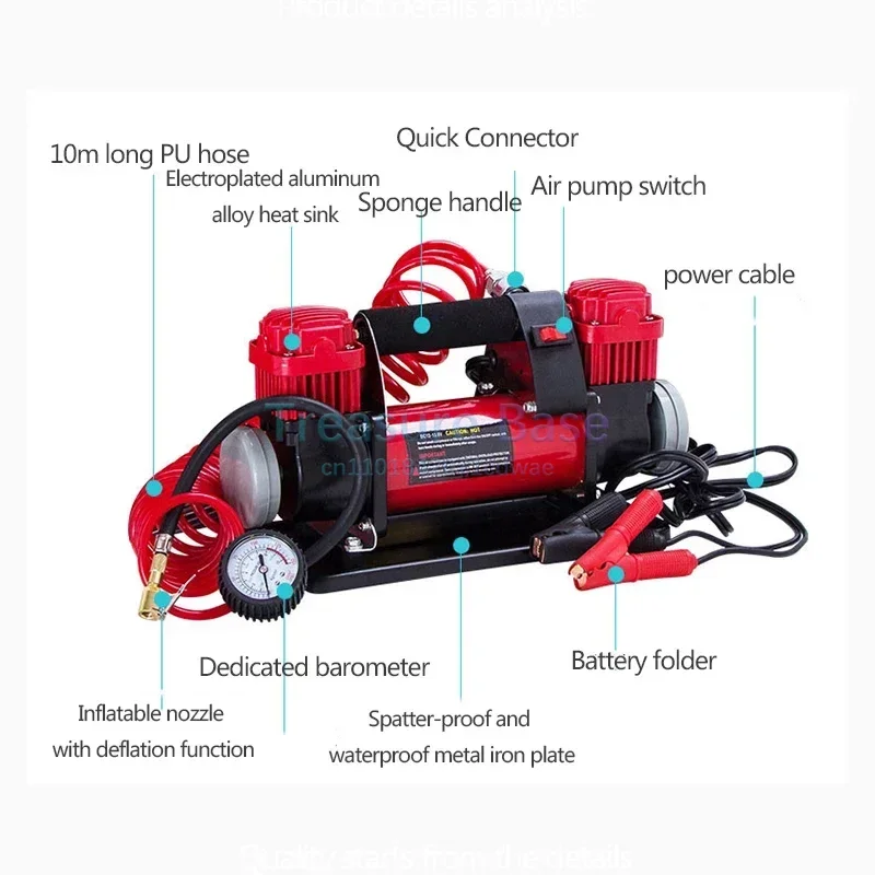 

12V/24V Portable Automatic Car Inflator, High-Pressure Car Inflator, Integrated Metal Double-Cylinder Car Wheel Fast-Inflator