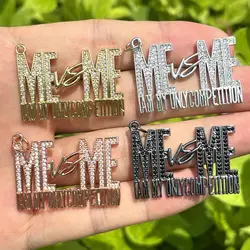 5pcs ME VS ME Words Letter Zirconia Pave Pendant Bracelets Charms Jewelry Hand Making Accessories Key Chain Tags