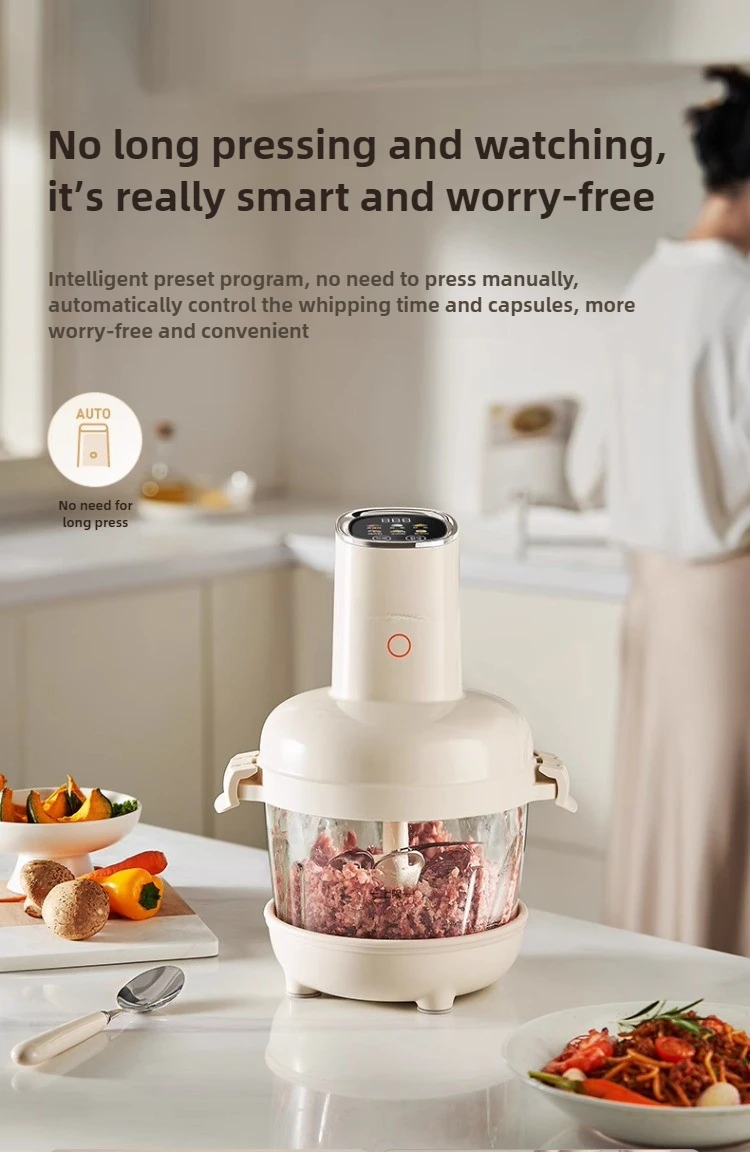 220V Multifunctional Electric Dough Mixer Automatic Meat Vegetables Grinder Intelligent Food Processor Filling Grinding Machine