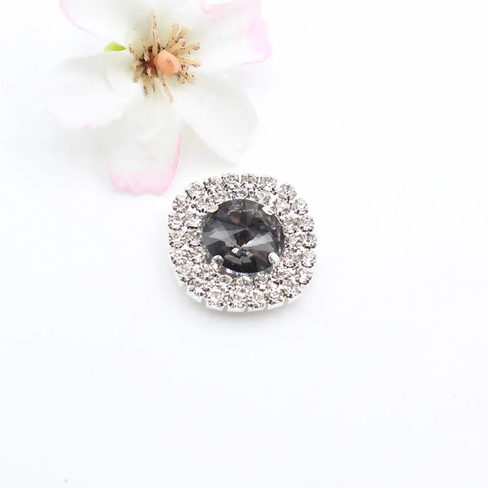 10 pieces/batch of round double row rhinestone buttons, mixed color glass handmade jewelry, dIY sewn jewelry accessories