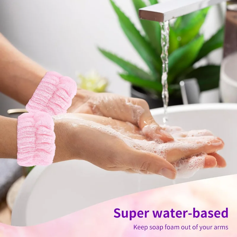 A Pair of Bathroom Oversleeve Wrist Band Reusable Moisture Proof Sleeve Wrist Protector Face Washing Absorbent Wrist Sweatband