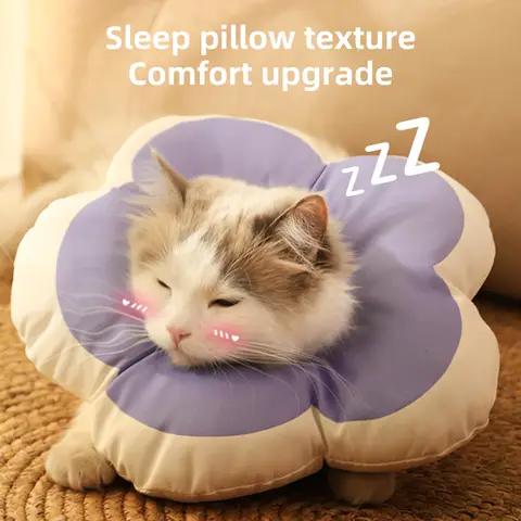 Cat Flower Elizabeth Cotton Neck Pet Collar Adjustable Anti-Bite Surgery Cute Solar Flower Neck Cone Beauty Head Cover