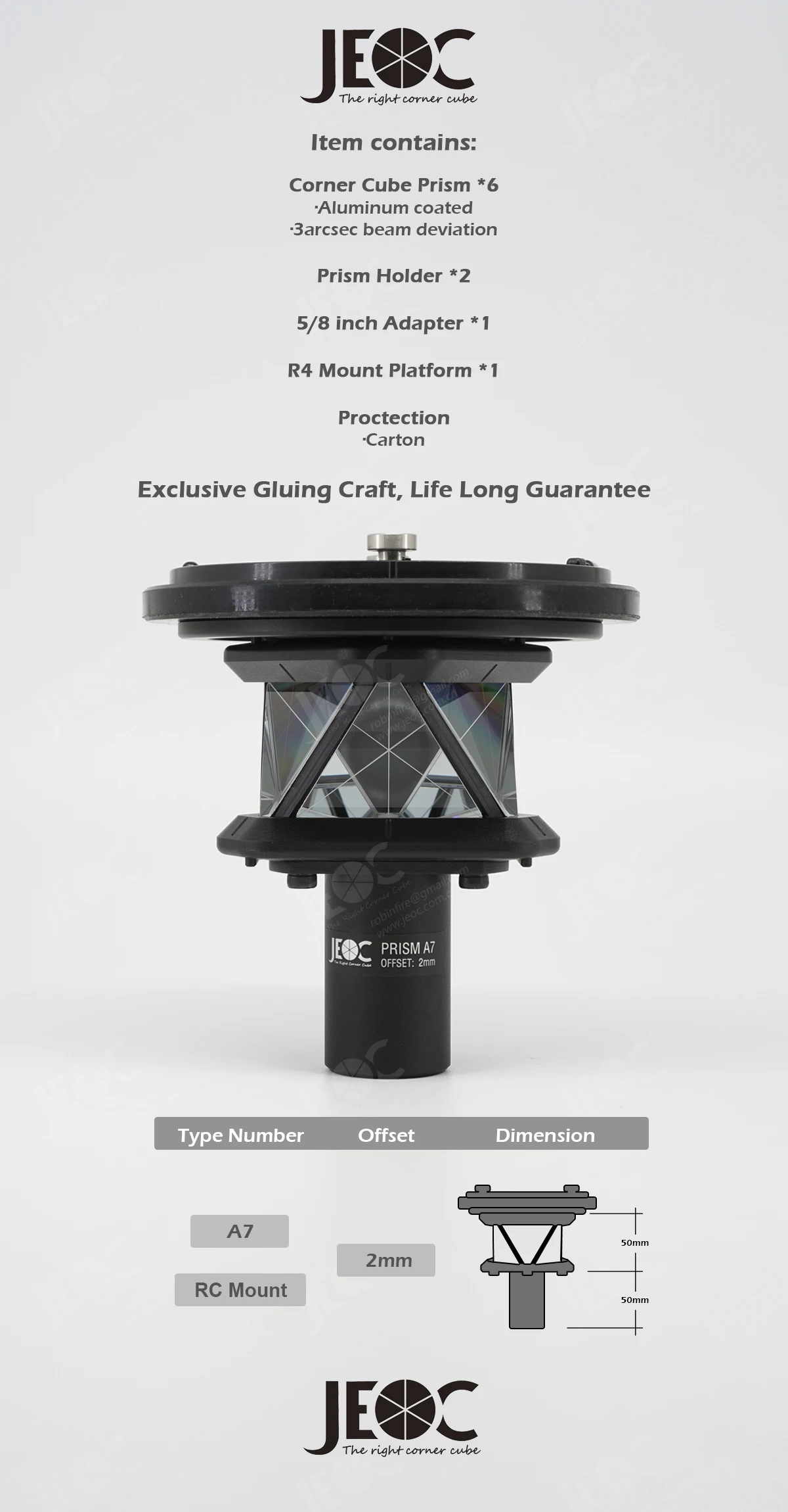 JEOC A7, 360-Grad-Roboterprisma mit RC-Halterung, für japanische Systeme RC-3R, RC-4R und RC-5A – Detail 1