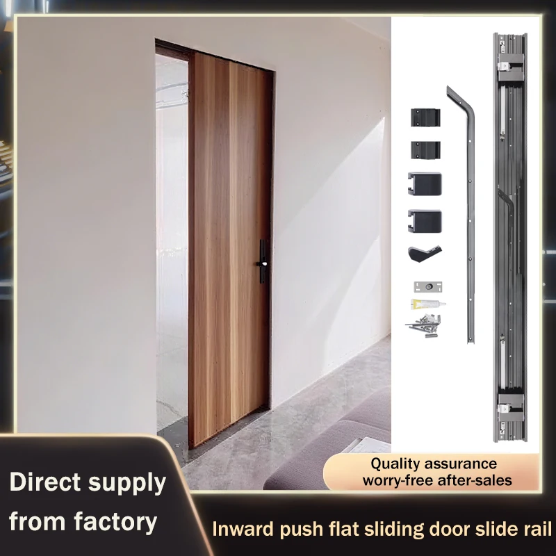 

Summit Invisible Push To Open Flat Sliding Door Track With Buffered Guide Rail System Hardware For Wardrobe Closet And Bedroom