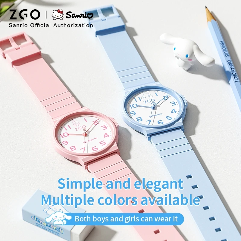 ZGO x Sanrio Cinnamoroll kids watch girl Simple Blue quartz watch student waterproof watch gift 8522