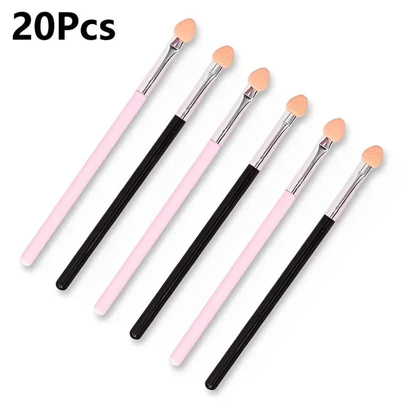 20 Stuks Dual-kleuren Oogschaduw Borstels Draagbare Roze Zwart Perzik Hartvorm Eyeliner Spons Borstels Vrouwen Gezichtsmake-up gereedschap