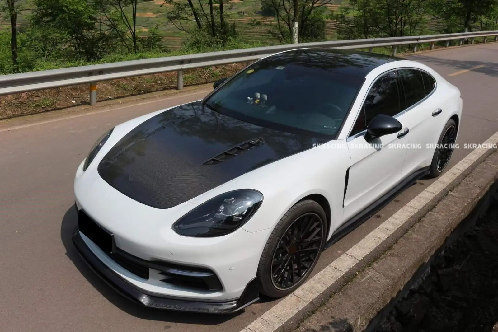 Kits de carrocería de fibra de carbono Real, faldón lateral delantero y trasero para Porsche Panamera 971, 2017-2019