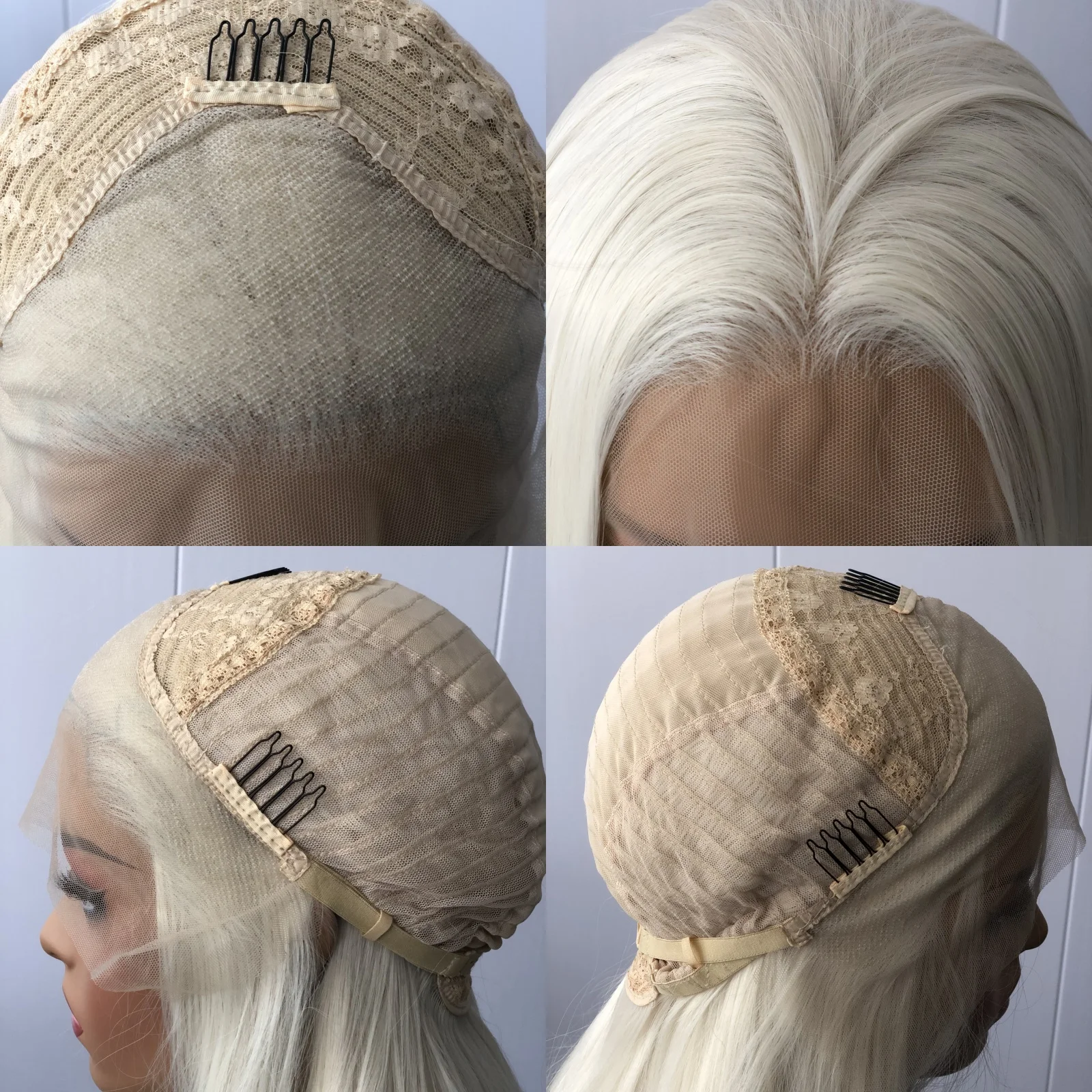 Perruque Synthétique Longue Blonde Naturelle Ondulée, Sans Colle, Prêt à vitation, Blanche, pour Femme