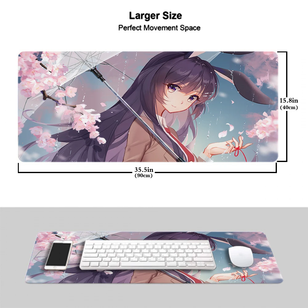 Xxl Mouse Pad Gamer Bunny Girl Sakurajima Mai Mausepad Pc Gaming Accessories Computer Mat Deskmat Mousepad Mats Keyboard Cabinet