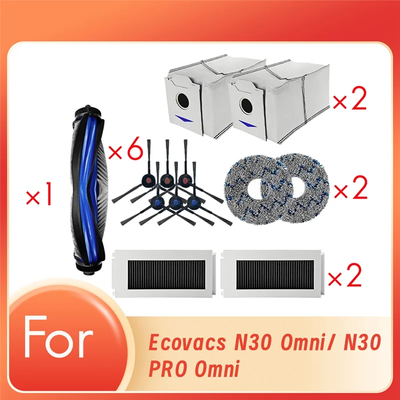 

B59B-Main Roller Full Vacuum Parts For Ecovacs N30 Omni/ N30 PRO Omni Side Brush HEPA Filter Mop Cloth Dust Bag Vacuum Parts