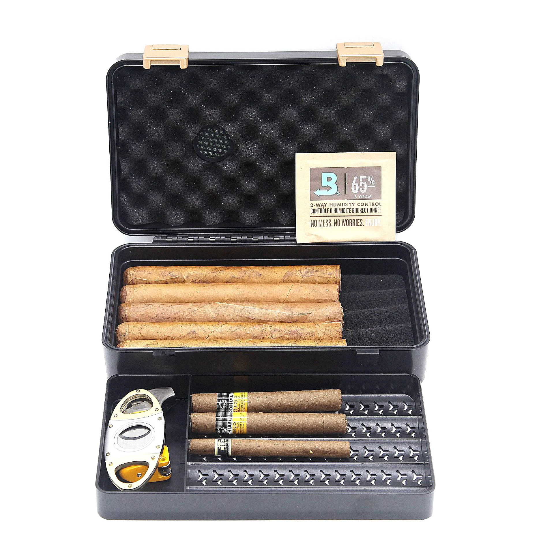 

DEJAYA ABS Cigar Humidor Box Two Layers With Hygrometer Cigarettes Case Cigarro Storage Waterproof Pressure-resistant Travel