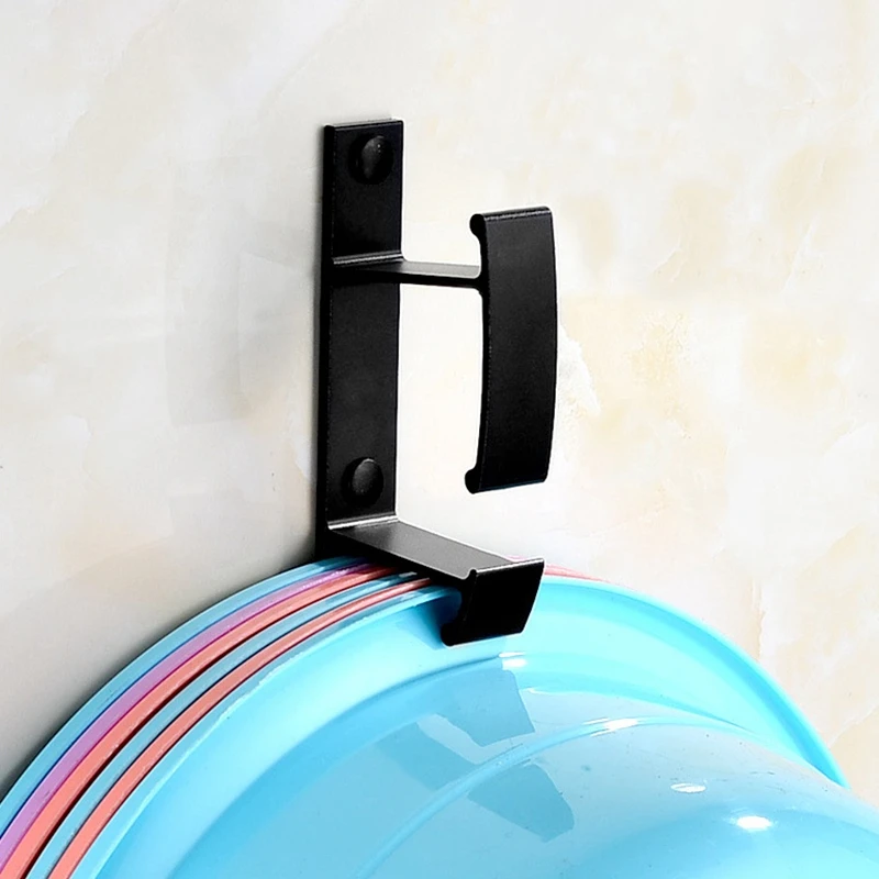 Multifunction Wall Mounted Hooks For Washbasin Kitchen Storage Hook Rack Basin Storage Rack Holder Aluminium Alloy Black Gold