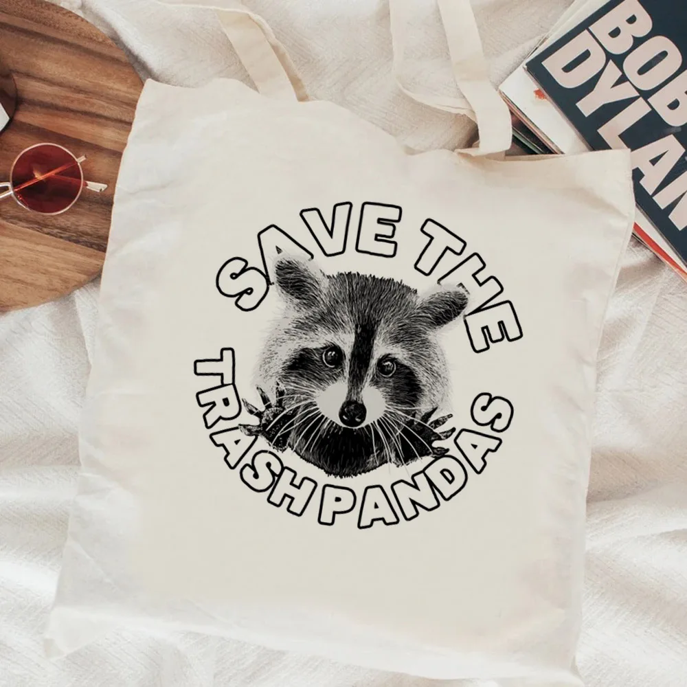 Raccoon shopping bag bolsas de tela jute bag shopping handbag shopper bolso bag reciclaje foldable ecobag string cabas