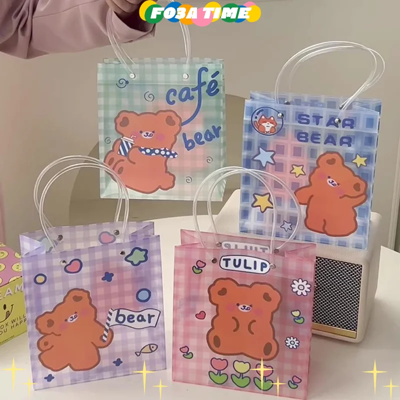 

Cute Cartoon Teddy Bear Gift Bag Candy Cake Tote Bag Shopping Bag Hand Bag Storage Bag