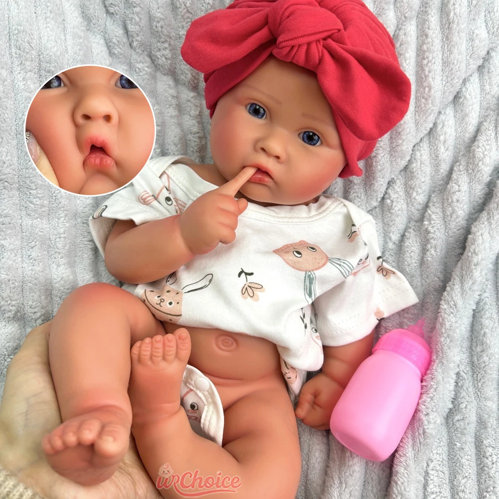 

Soft Touch 45cm Chubby Girl Lifelike 3D Skin Silicone Reborn Baby Weighted Open Mouth Doll for Expectant Parents Kids Toy