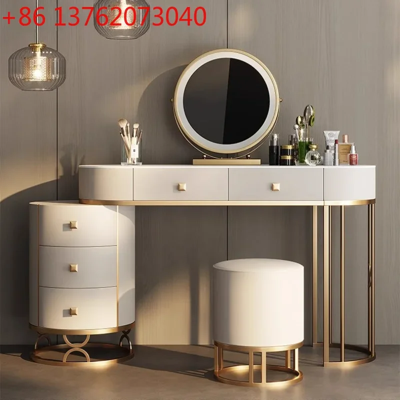 Bedroom furniture Luxury leather Makeup vanity Toiletries illuminated makeup dressing table desk dressers with mirror dresser