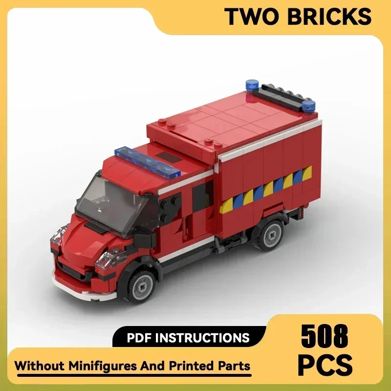 Modelo de carro urbano moc tijolos de construção belga iveco caminhão de bombeiros tecnologia blocos modulares presentes brinquedos de natal conjuntos diy montagem