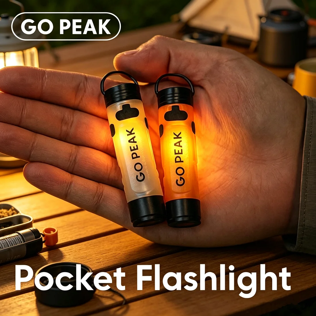 Lanterna Mini GOPEAK Portátil para Camping com LED, Clipe para Chave, Luz Ambiente, Emergência ao Ar Livre, Pequena e Durável, Longa Duração 5050