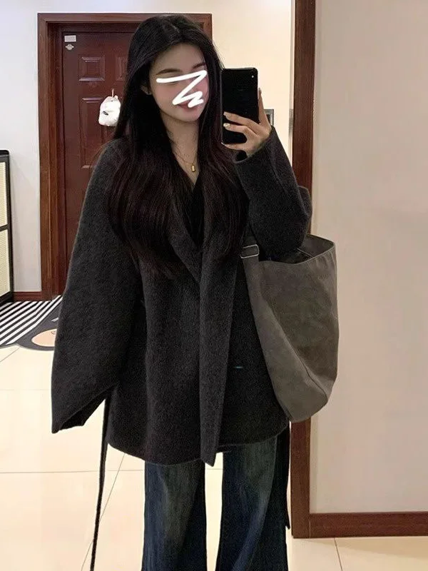 

plus Size Winter Coat for plus Size Women Thiened Woolen Coat Loose Fit Korean Sle Big Coat for Heavy Sister