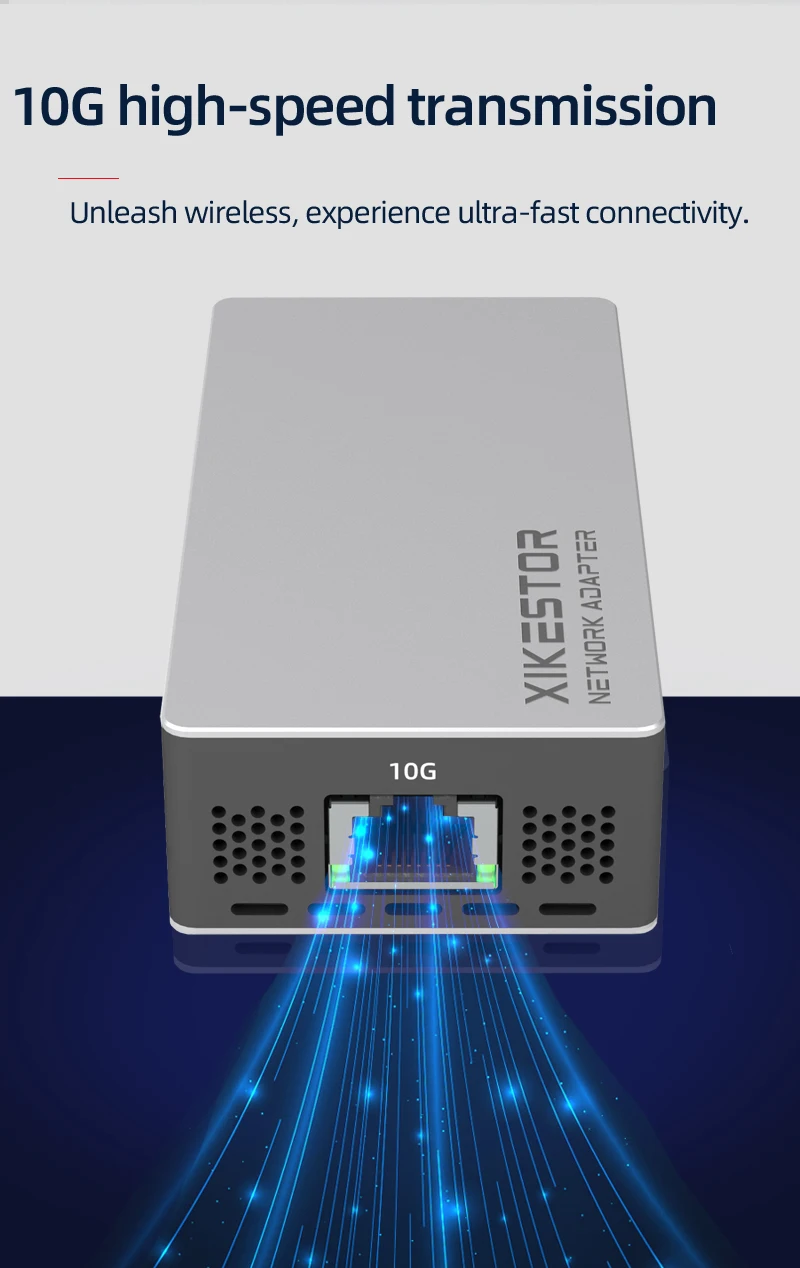 XikeStor RJ45 & USB4.0 Port 10gb Network Card with Main Control JHL634 USB4 to 10G BASE-T Converter 10M/100M/1000M/2.5G/5G/10G