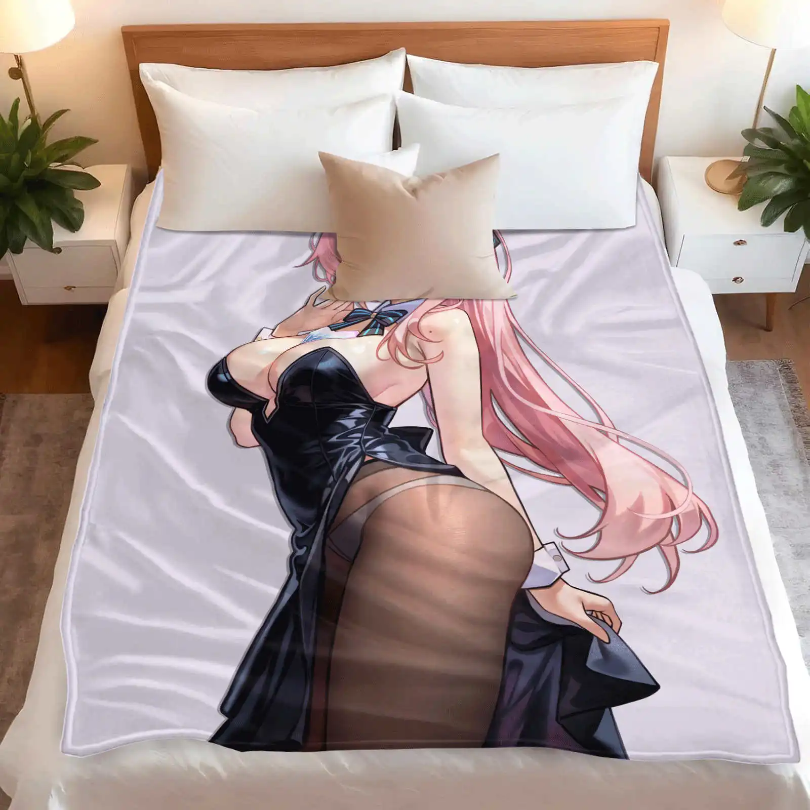 Sexy Anime-Mädchen-Flanelldecke, weich, gemütlich, für Nickerchen, Filmnächte, Heimtextilien