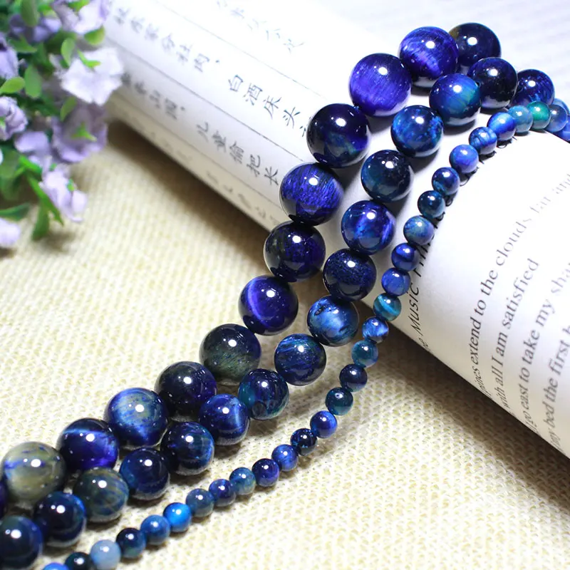 Perles Naturelles Lapis Lazuli 6 Mm - Lot Environ 60 Pièces Agate Pour Création Bijoux Colliers Bracelets