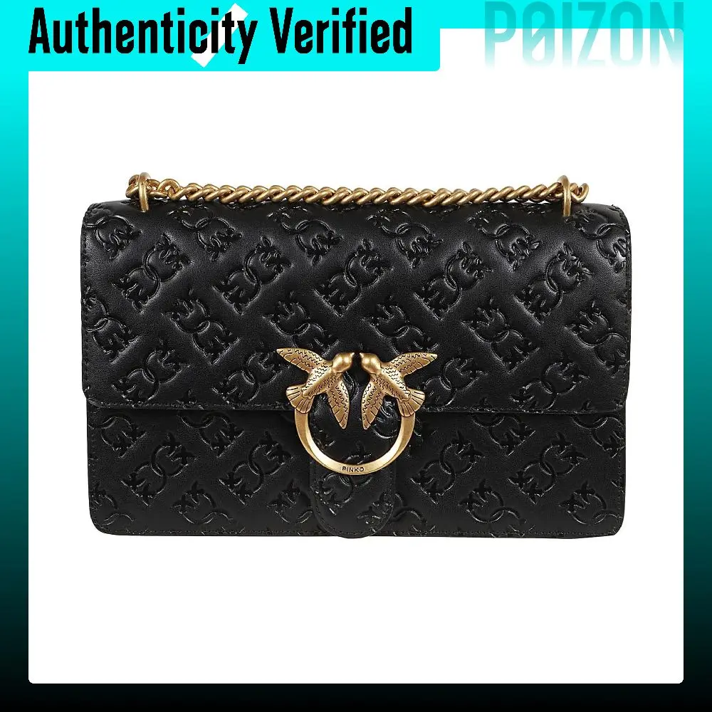 PINKO Leather Shoulder Bag, Crossbody Bag Women's Black 100941-A1YB-Z99Q