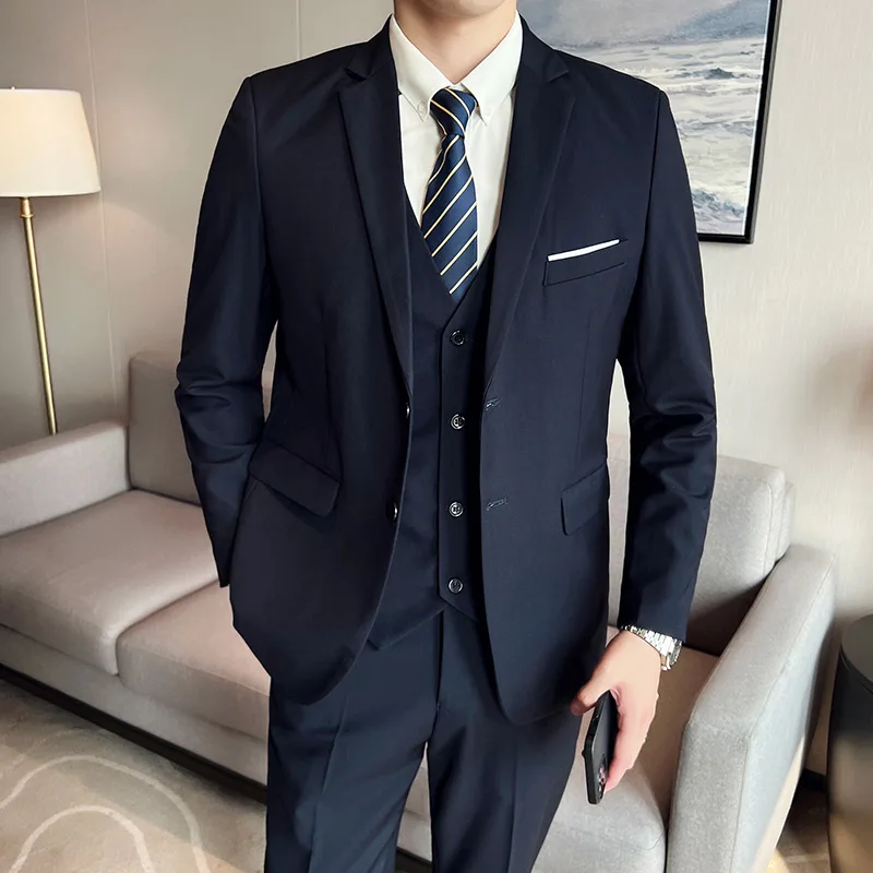 High Quality Business Casual Wedding (suit + Vest + Trousers) 2024 New Fashion Banquet Handsome Men's 3-piece Set  S-6XL