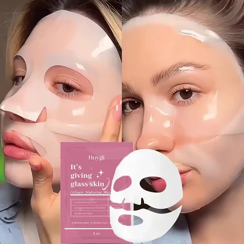 Imagen 2 del producto Mascarilla facial de biocolágeno, hidrogel de proteína de colágeno, mascarilla de Gel suave, hidratación profunda para mujeres, productos para el cuidado de la piel, 1/3/5/10 Uds.