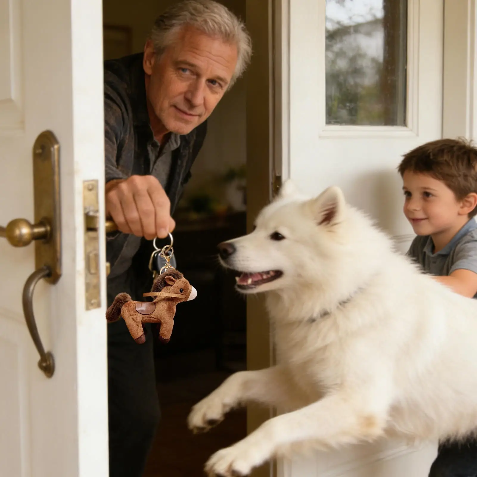 Bonito chaveiro de pelúcia cavalo saco charme animal mochila chaveiros com rédeas para adultos crianças meninos meninas festa escolar viagem aniversário