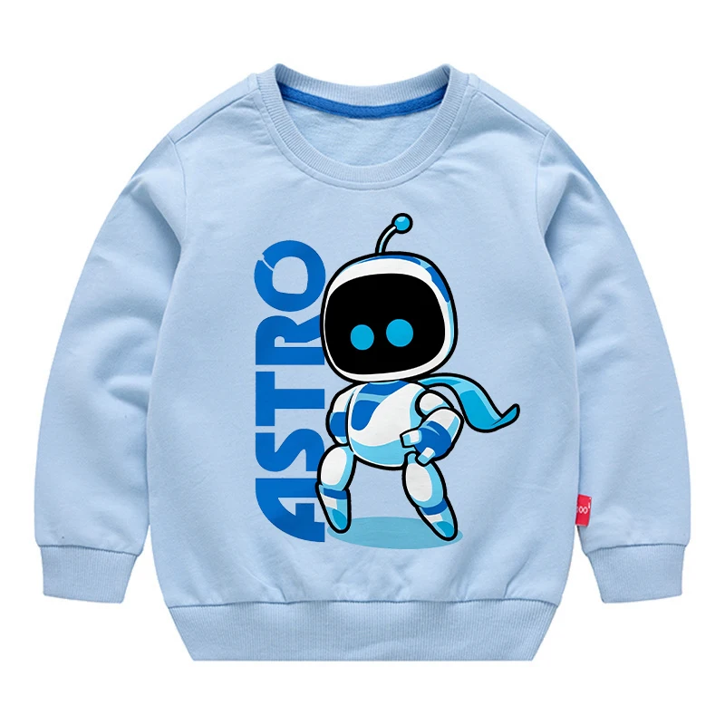 Astro Bot Round Neck Sweatshirt for Children Anime Cartoon Fashion Hoodie Boys Girls Autumn Winter Hip Hop Clothing Kids Clothes