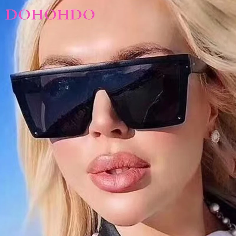 

Trendy Integrated Big Frame Square Men Sunglasses Fashion Luxury Brand Designer Women Outdoor Driving Travel Shades Female UV400