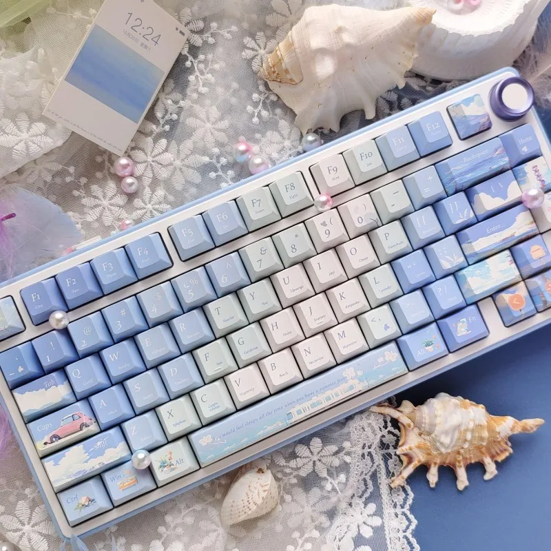 

Summer Keycaps PBT Side Print Cherry Profile ADA Keycap Layout All-Over for Low Profile Mechanical Keyboard Keycaps