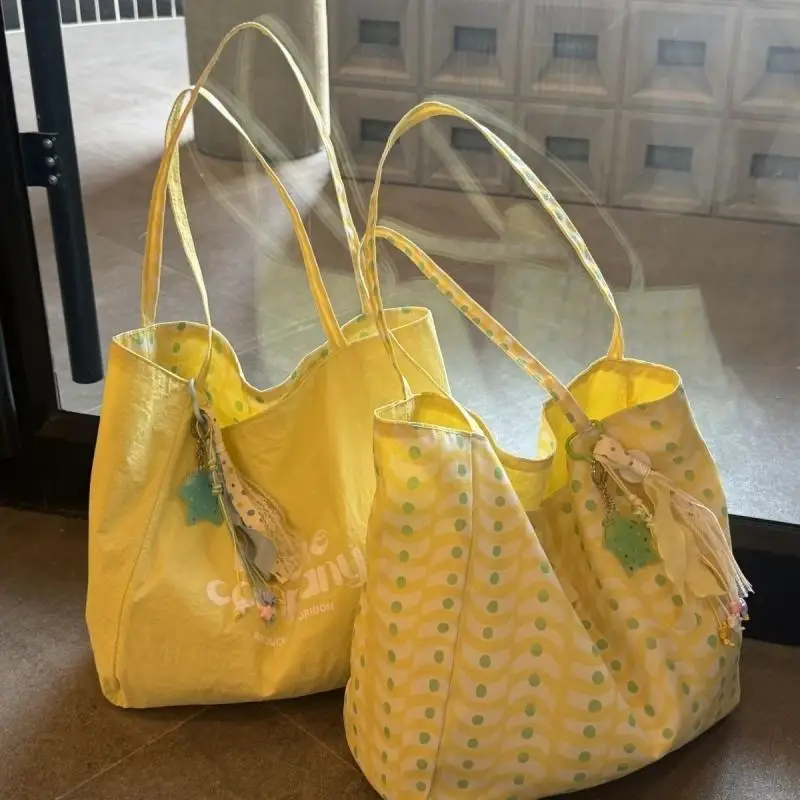 1 Stück Koreanischer Stil Wendbare Canvas-Tragetasche Große Kapazität Lässige Schultertaschen für Frauen Studenten Arbeit Geschenk Einkaufstaschen – Detail 7