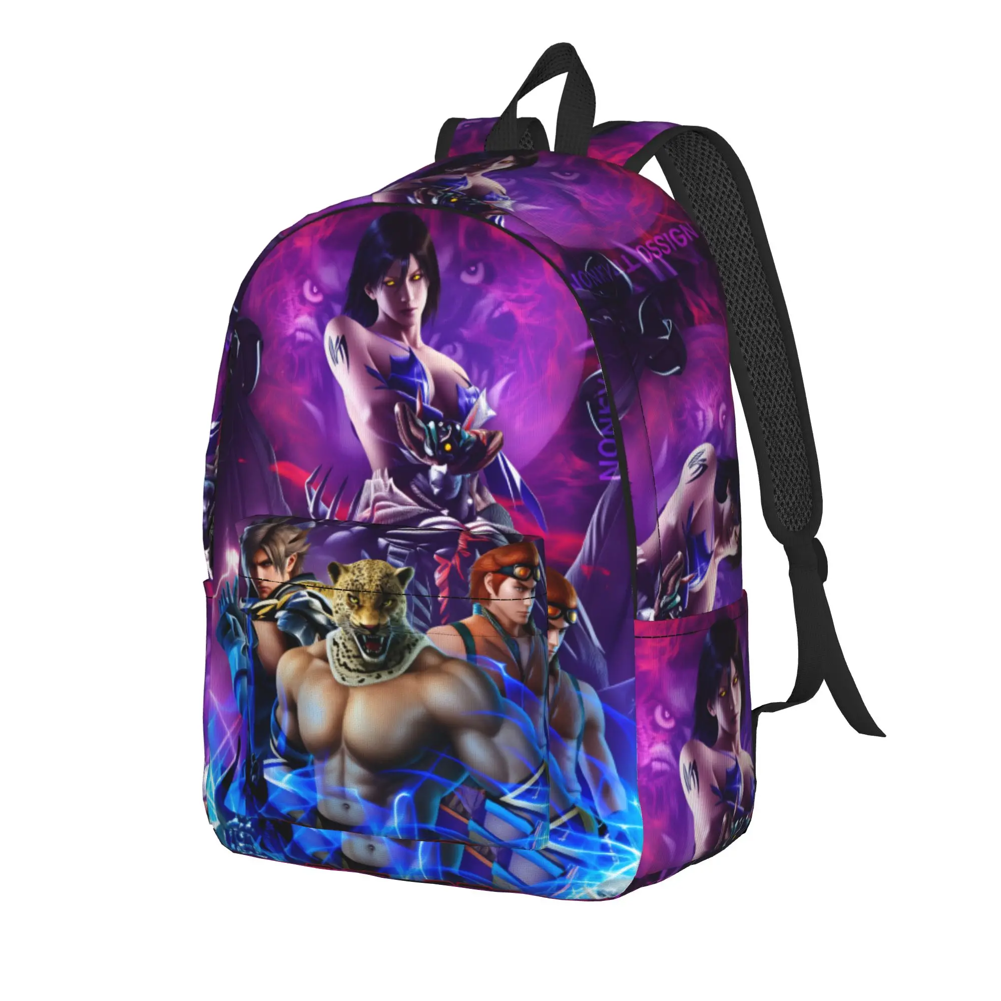 Tekken 8 Gaming Backpack  Pretty Backpacks Boy Trekking Soft School Bags Custom Rucksack