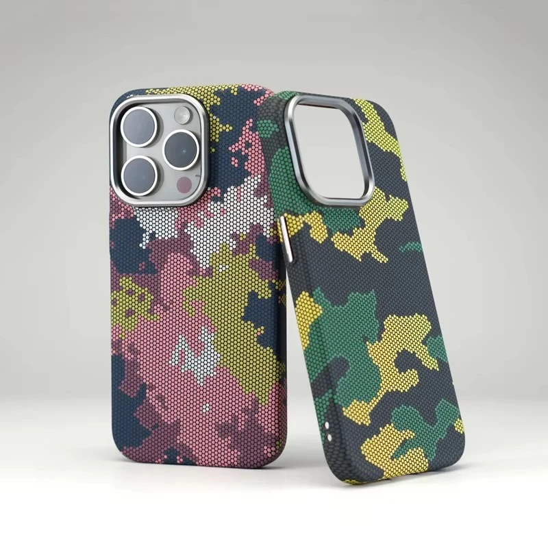 Camouflage Graffiti Relief MagSafe Phone Case For iPhone 16 15 14 13 Pro Max Magnetic Charging Alloy Lens Shockproof Hard Cover