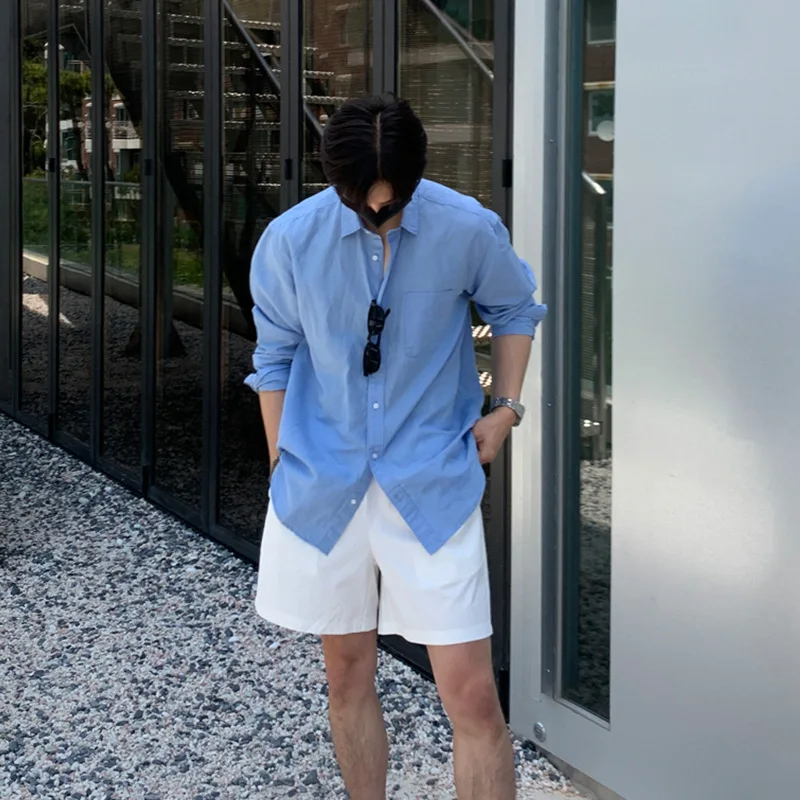 

White Shorts for Men Summer Fashion Solid Color Simple Basic Loose Casual Cotton Pants Korean High-quality Half Length Trouser