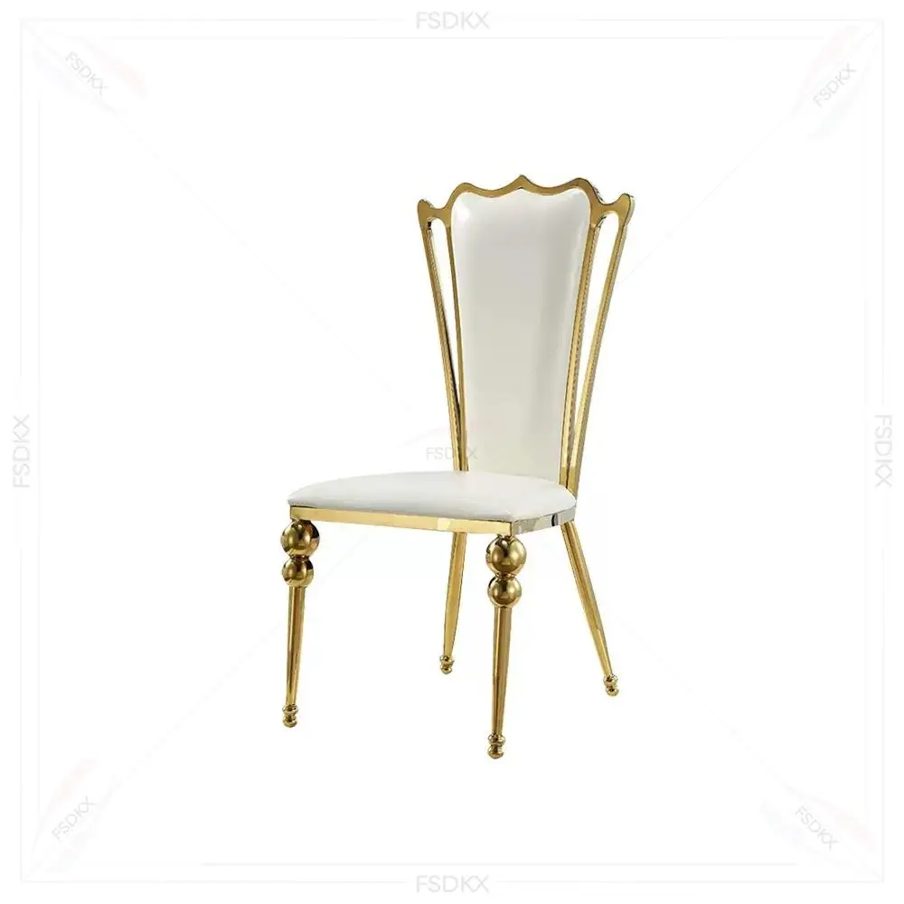 Wholesale Modern Stackable Stainless Steel Furniture Gold Oval Back Wedding Dining Chair