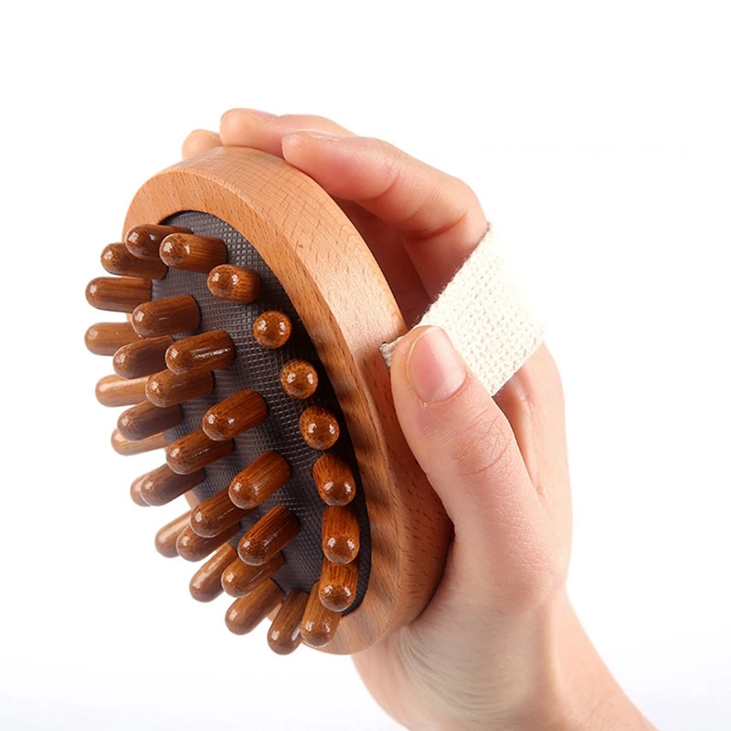 Body Anti Cellulite Brush Soothing Wooden Essential Oil Spa-Air Cushion Meridian Massage Brush Calf Kneading Instrumen-AT35