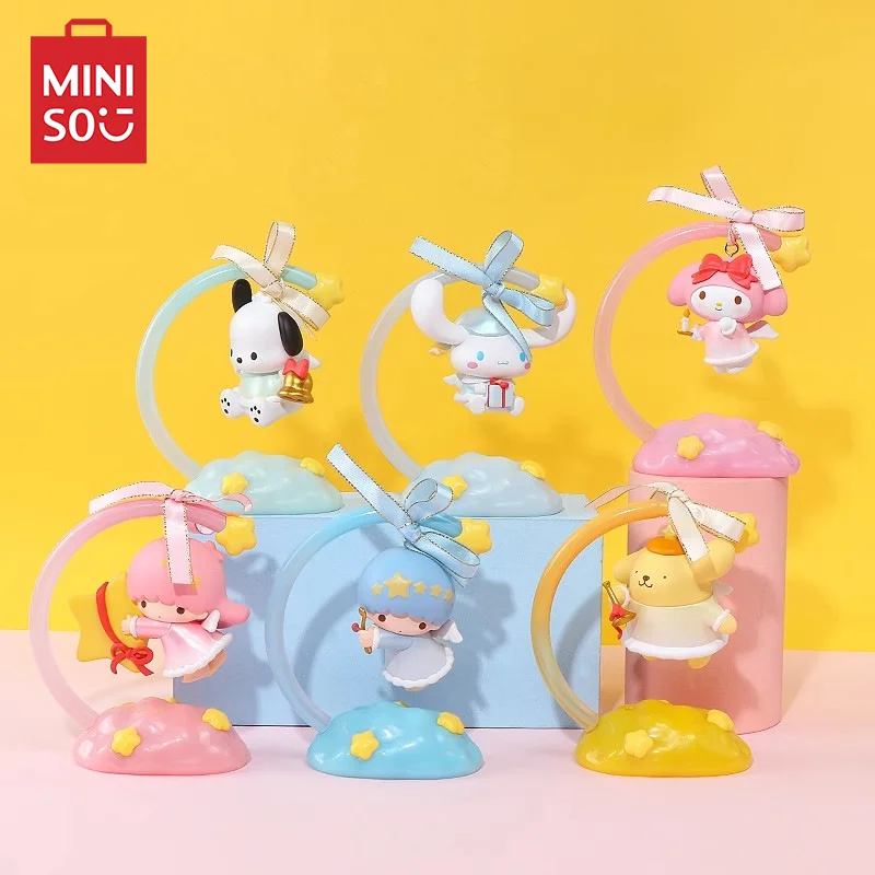 MINISO 산리오 블라인드 박스 스타 위시 엔젤 시리즈 장식 미스터리 박스, 어린이 날 크리스마스 선물 장난감, 책상 장식 인형, 정품