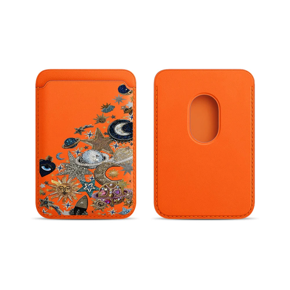 Golden Stars Moon Y2K Leder-Kartenetui Handyhülle Kartenhalter Magnetische Hülle Geeignet für alle iPhones mit Magsafe-Kartenfunktion – Detail 9