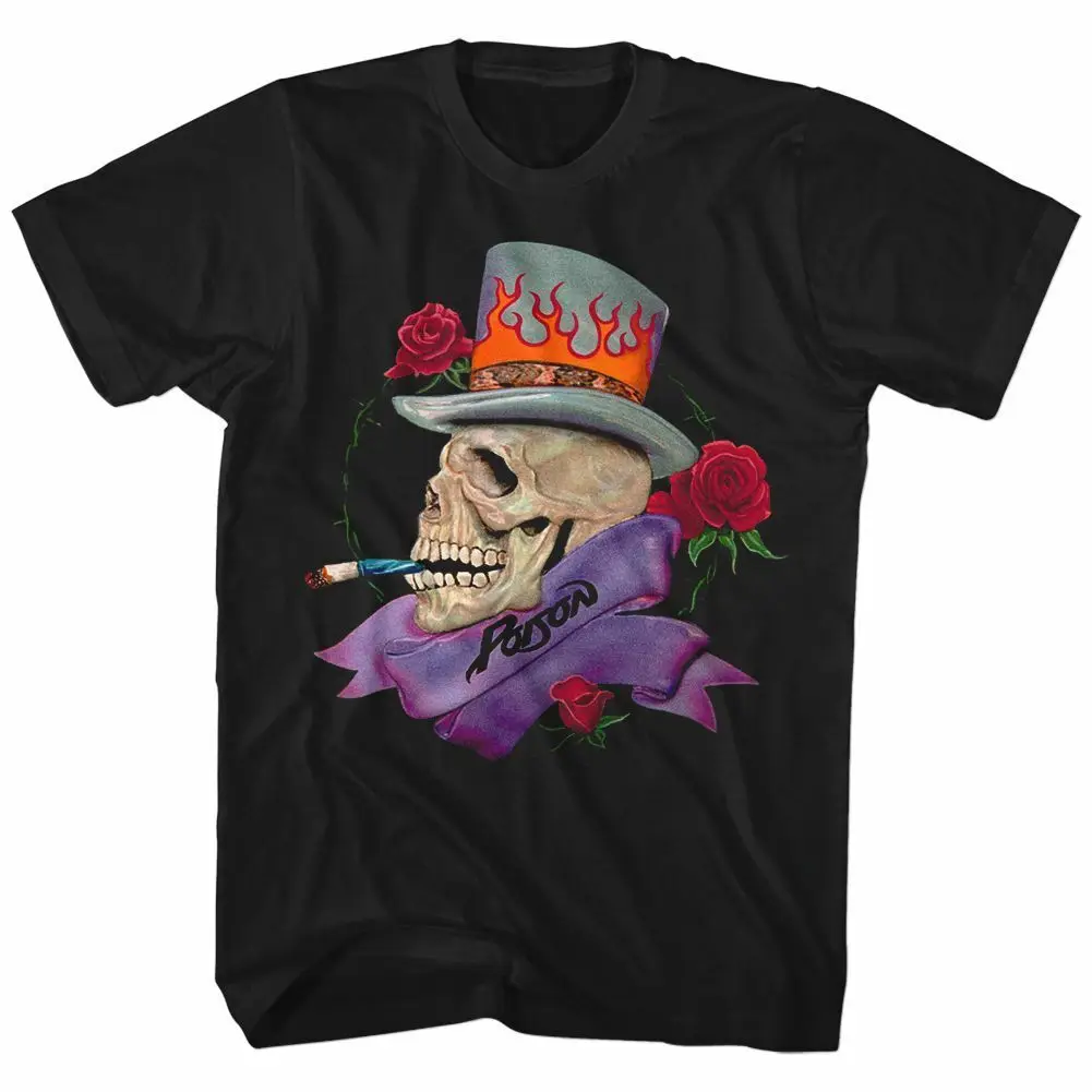 Poison Skull Smokin' Black Adult T Shirt