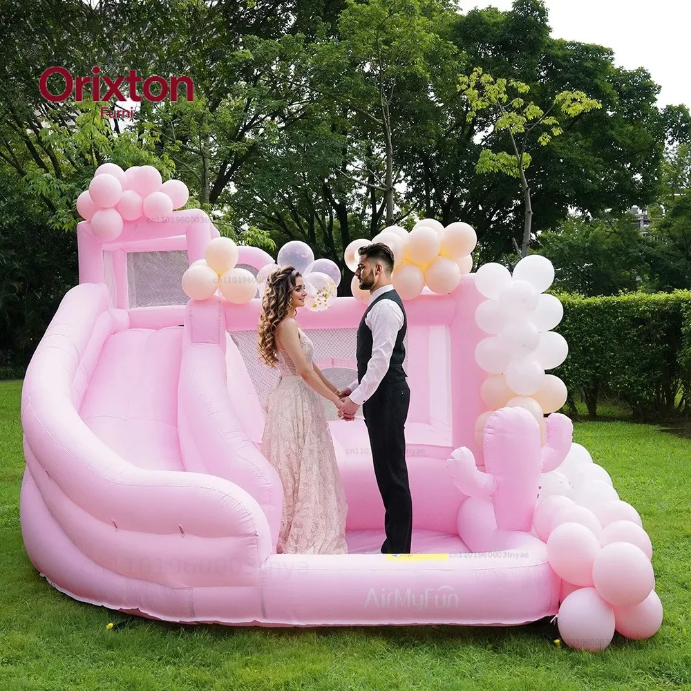 Pink Bounce House Kids Inflatable Bounce House Jumping Castle For Kids Pastel Bounce House Inflatable Wedding Bouncer