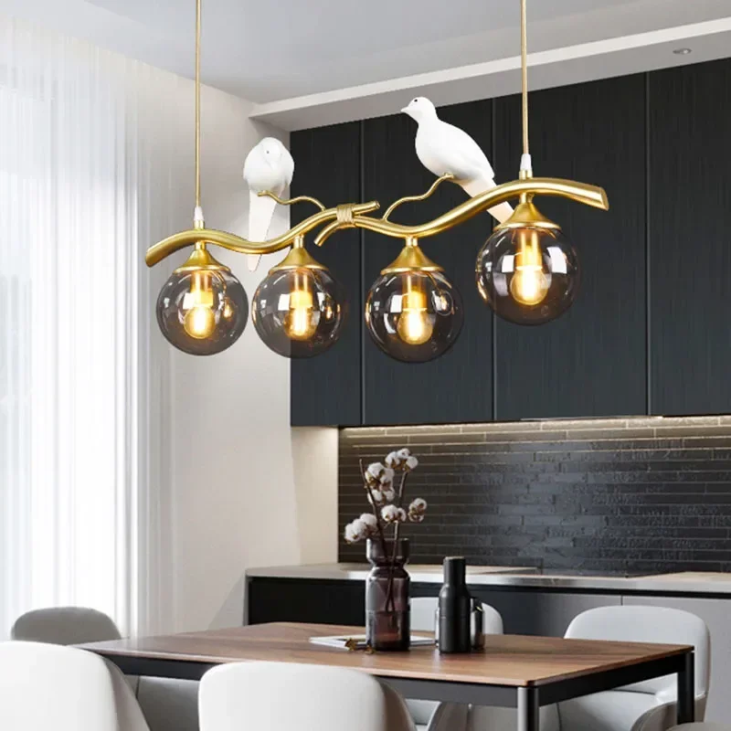 Black Gold Bird LED Chandeliers Simple Pendant Lamp for Living Dining Room Kitchen Decor Home Indoor Pendant Hanging Lighting