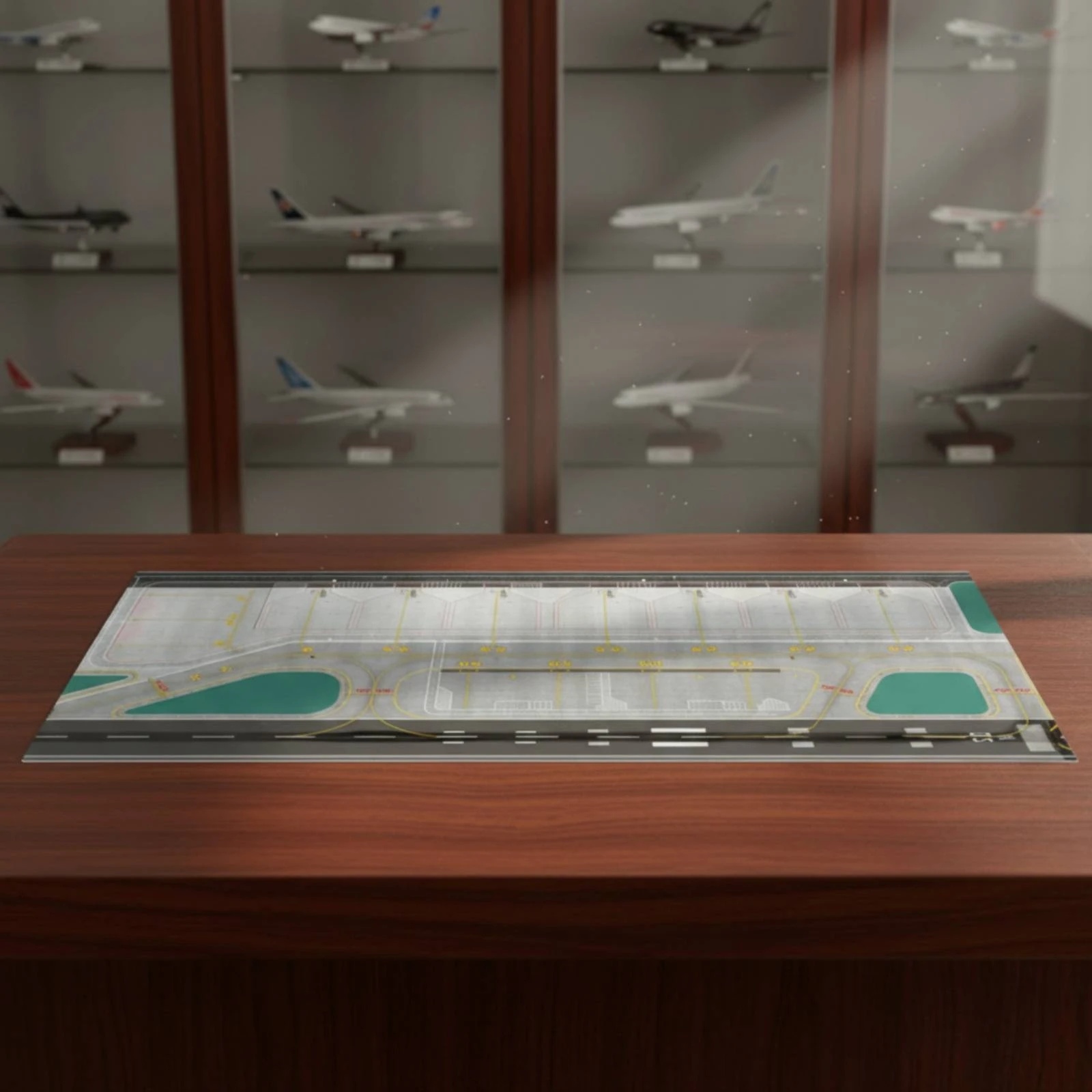 Airport Layout Mat with Runway Realistic Airport Display Base Model Aircraft Mat Detailed Board Matte for Collectors