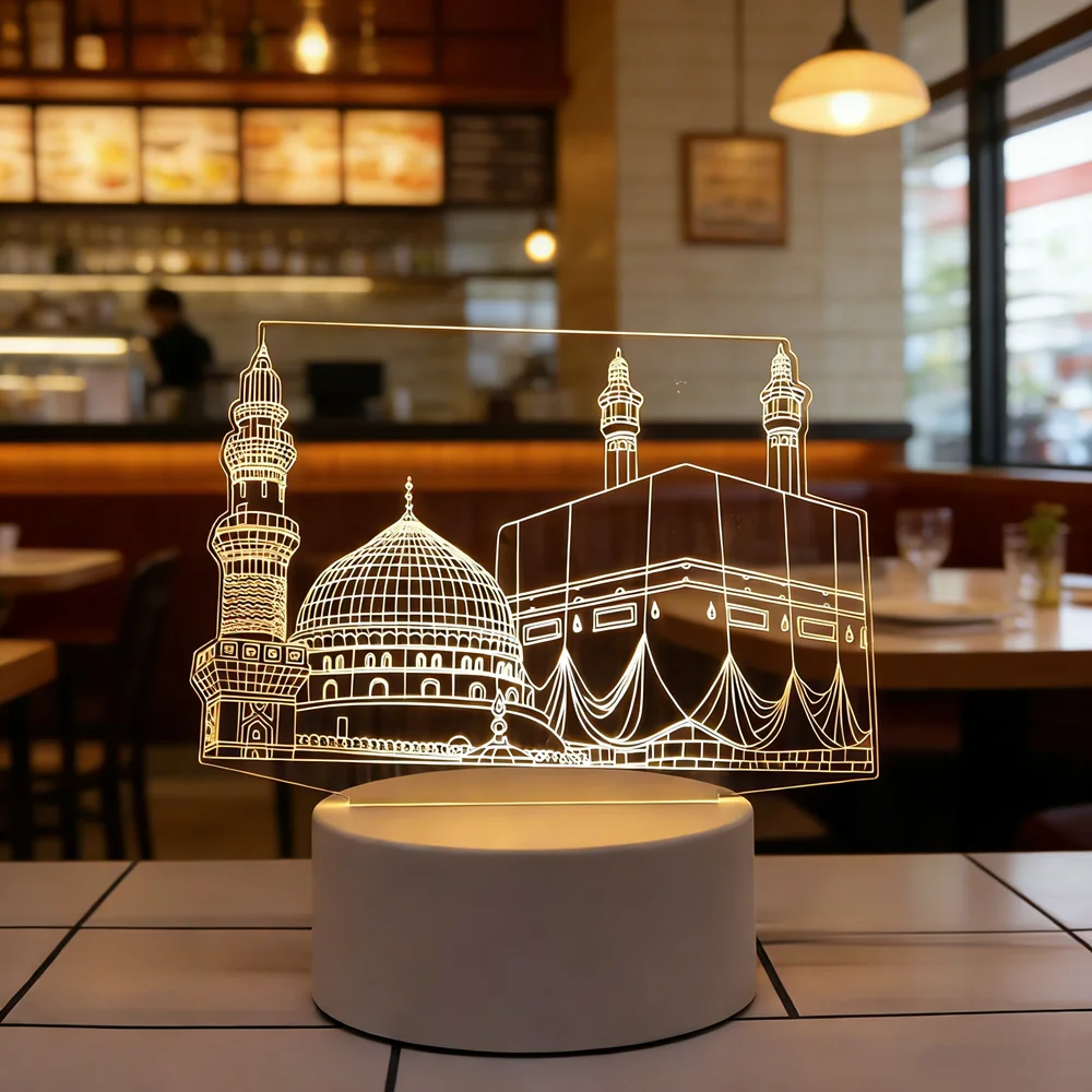 

Декоративная неоновая лампа для дома, 3D акриловые украшения на тему Ид Мубарак, праздничные принадлежности, USB-питание, светодиодный ночник для спальни, мусульманский светильник для Рамадана.