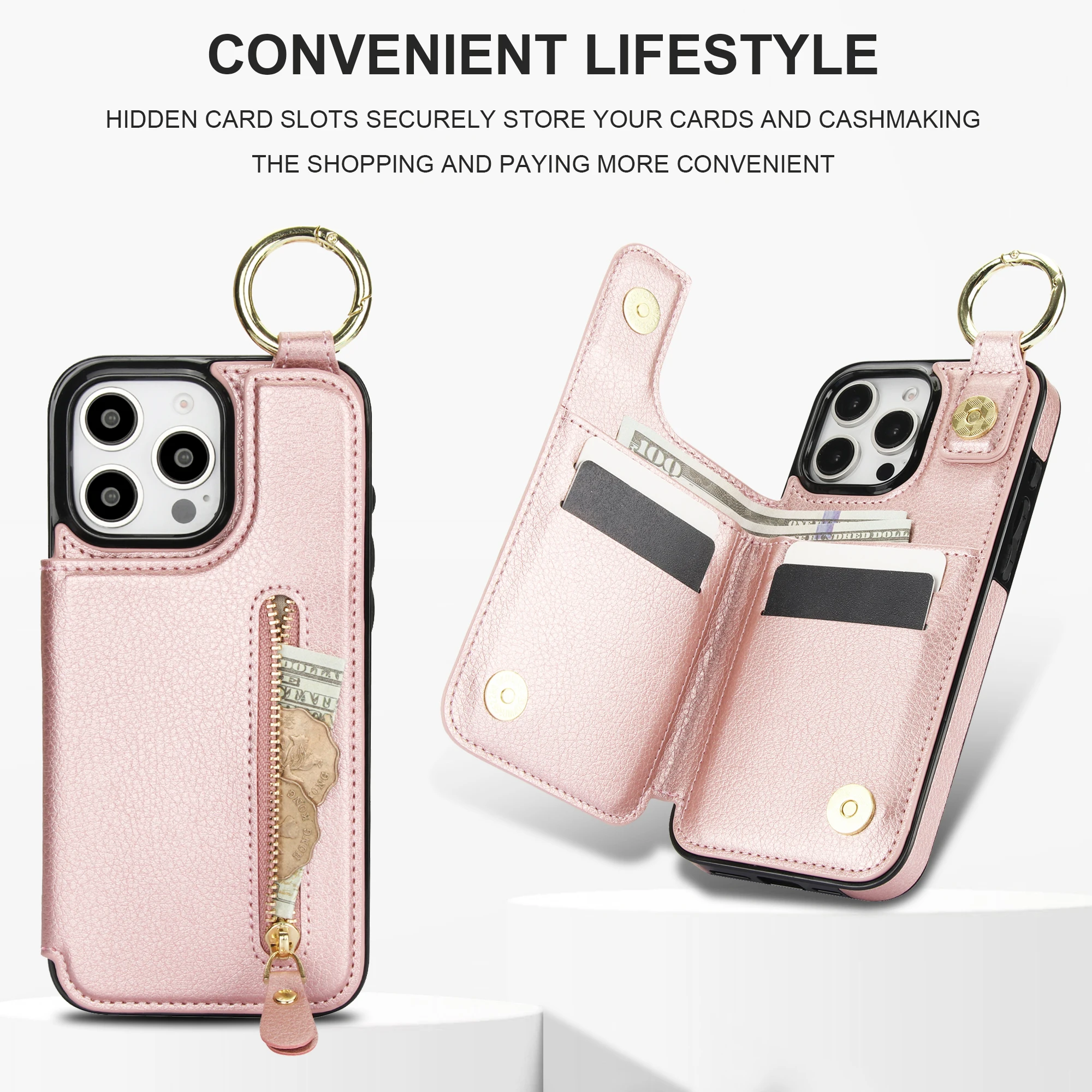 

Wallet Case With Ring Leather Cover For iPhone 16 15 Plus 14 Pro Max 13 promax 12 11 XS XR XS Max 8